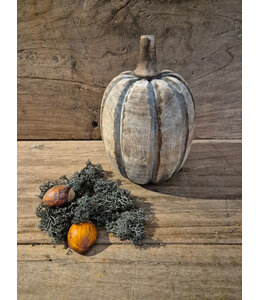 mix - pompoen rond hout - ca. 12 x 12 x 16 cm - bruin melee