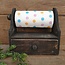 # Donkere houten keukenrolhouder met lade - 27 x 14 x 27 cm