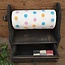 # Donkere houten keukenrolhouder met lade - 27 x 14 x 27 cm