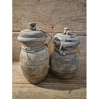 # mix - Houten nepalese pot - ca. 14 x 14 x 25 - kleur en model kunnen afwijken - per stuk