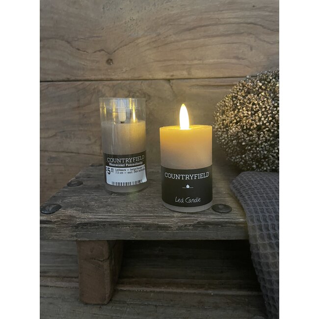 Countryfield # Ledkaars - beige/taupe - 5 x 7,5 cm - excl. 2AA batterijen
