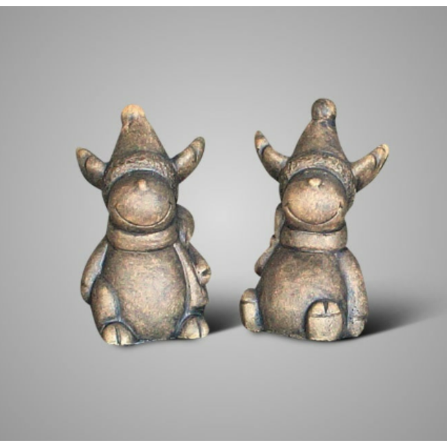 # Set of 2 Sitting Rudolph's Majestic Brown D.8 H.13