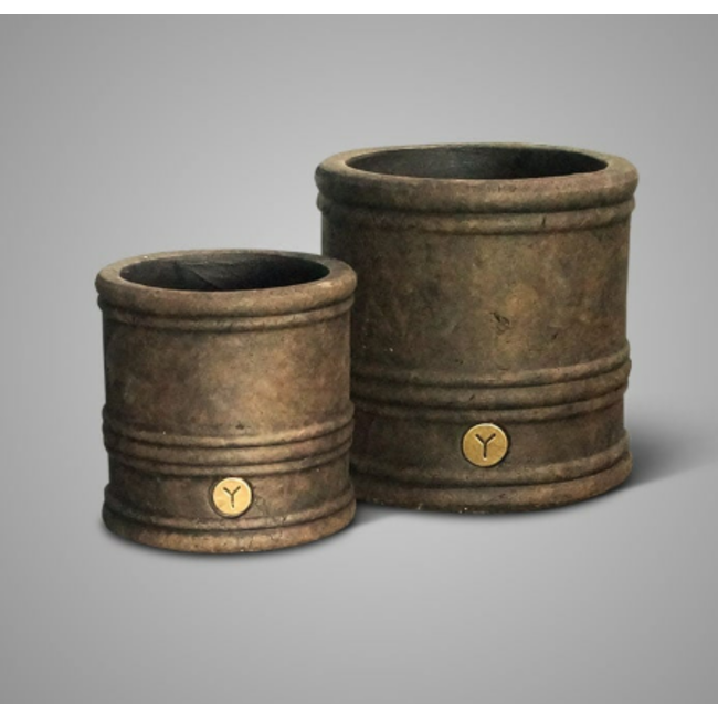 wordt niet verzonden - Planter With Lines Majestic Brown D.17 H.17 - kleinste