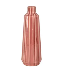 Aardewerk vaas stripes pink 10x10x28,5cm