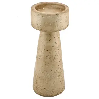 # Aardewerk kaarsenstandaard beige 10x10x25cm