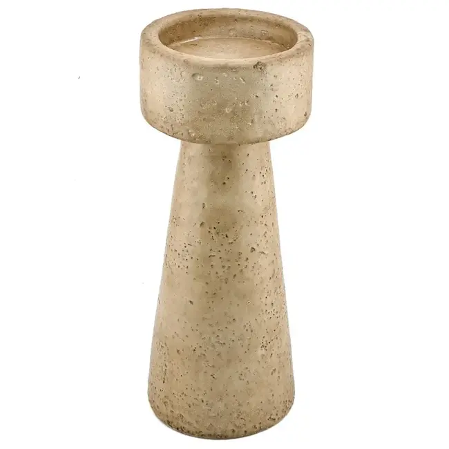 # Aardewerk kaarsenstandaard beige 10x10x25cm