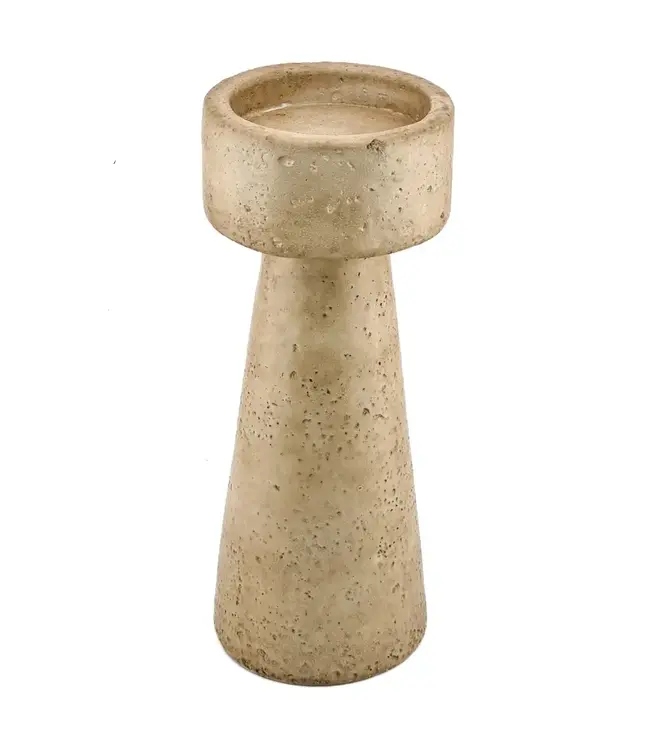 # Aardewerk kaarsenstandaard beige 10x10x25cm