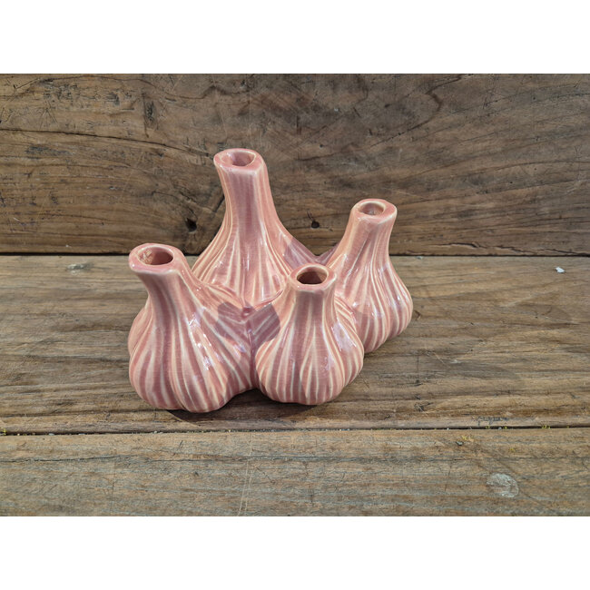 # Aardewerk tulpenvaas garlic roze