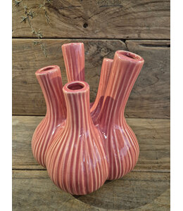 Aardewerk tulpenvaas garlic roze - groot