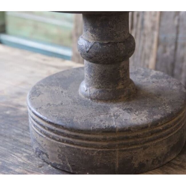 Stoere stolp met houten voet - 20 x 20 x 50 cm