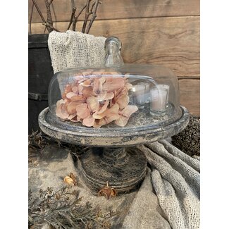 # Glazen stolp op houten voet 33  x 33 x 33 cm