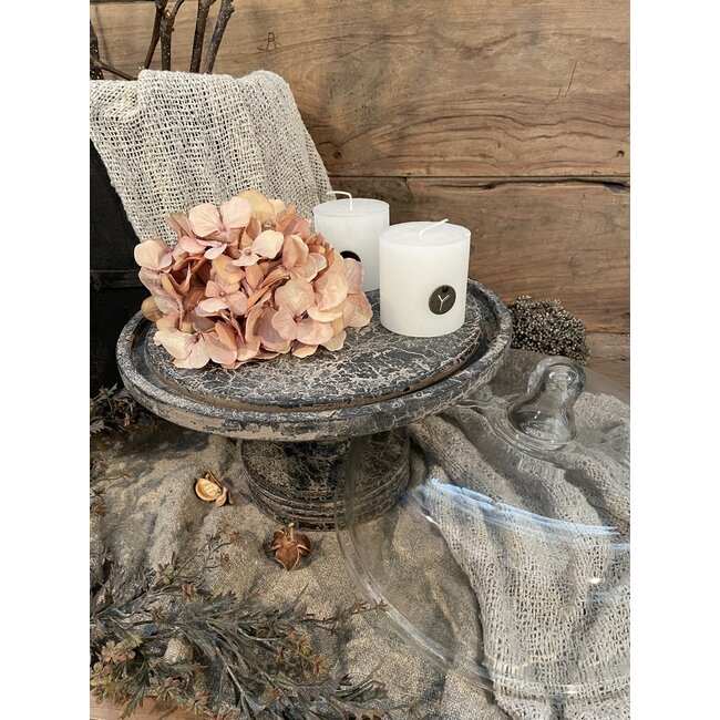 Glazen stolp op houten voet 33  x 33 x 33 cm