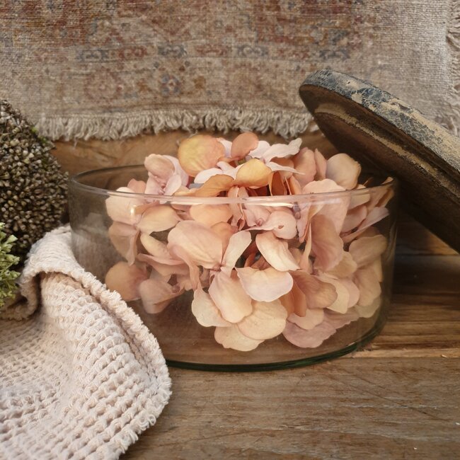 # Stoere koektrommel - glas met houten deksel - 21 x 15 cm per stuk - excl. deco