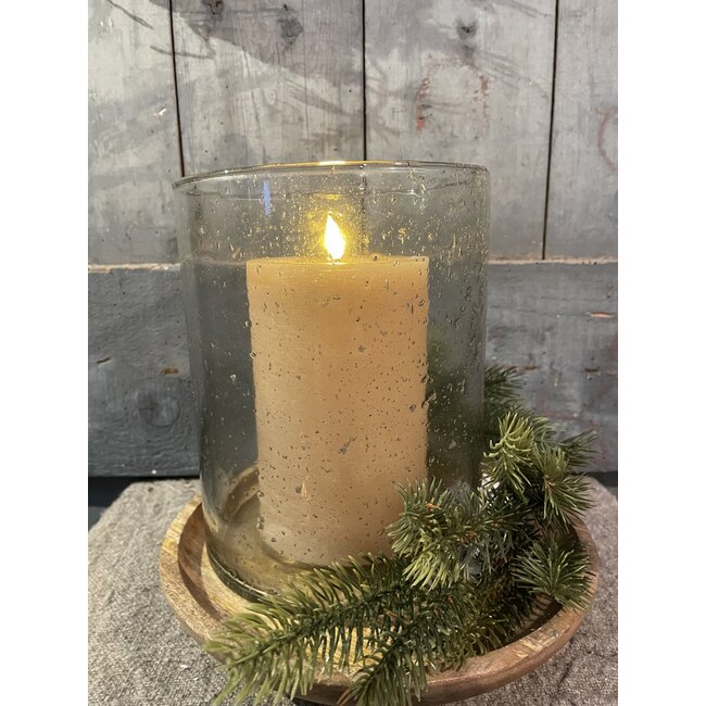 Countryfield # Stompkaars rustiek Ø10CM LED ro Lyon M beige-L10B10H15CM