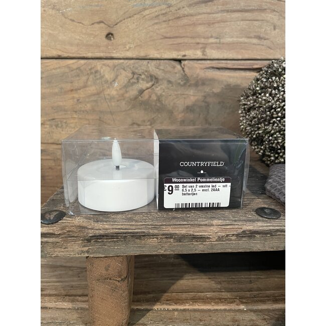 # Set van 2 waxine led - wit - 6,5 x 2,5 - excl. 2AAA batterijen