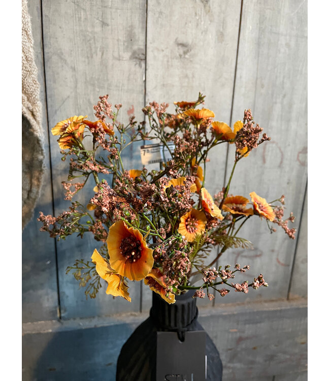 Kunst bloem "Bundle Cascadias" amber zijde 40cm