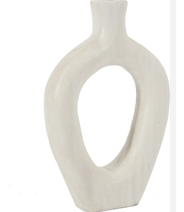 ## Houten donut vaas wit 17,5x5x27,5cm