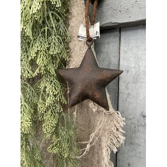 # ster roest aan touw - 12 cm