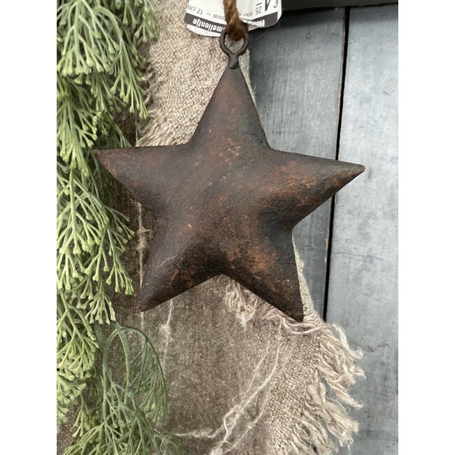 # ster roest aan touw - 12 cm