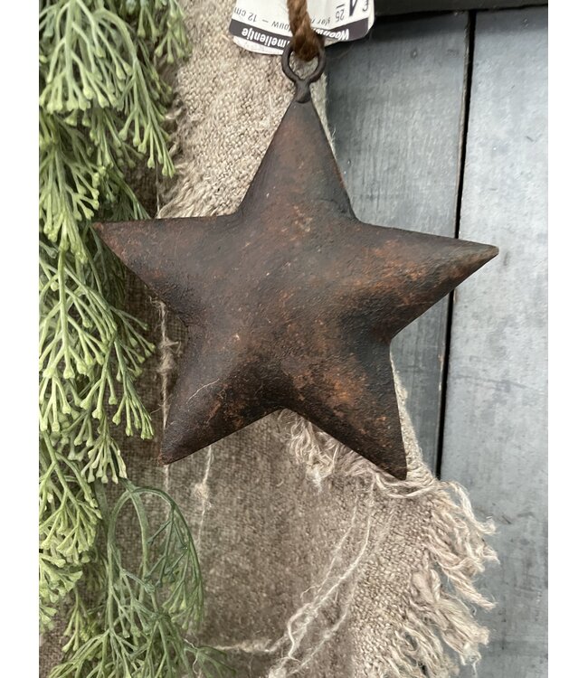 ster roest aan touw - 12 cm