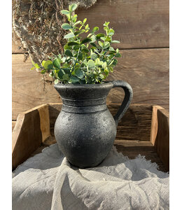 # Grijze aardewerk kan - 19 x 13 x 18 cm