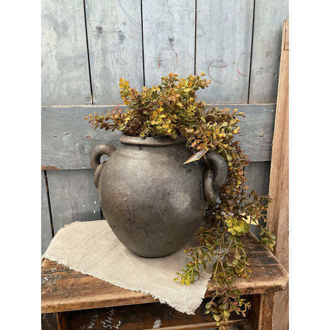 # Pot - aardewerk - met oren en ringen - ca. 34 x 30 x 28 cm