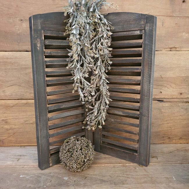 Dubbel louvreluik - hout - grijze finish - 2 x 25 cm x 60 cm excl. deco