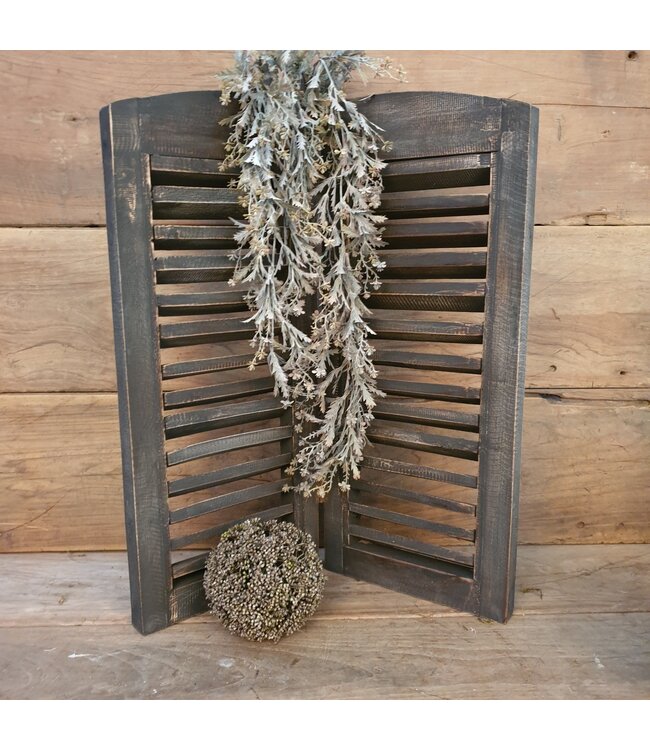 Dubbel louvreluik - hout - grijze finish - 2 x 25 cm x 60 cm excl. deco