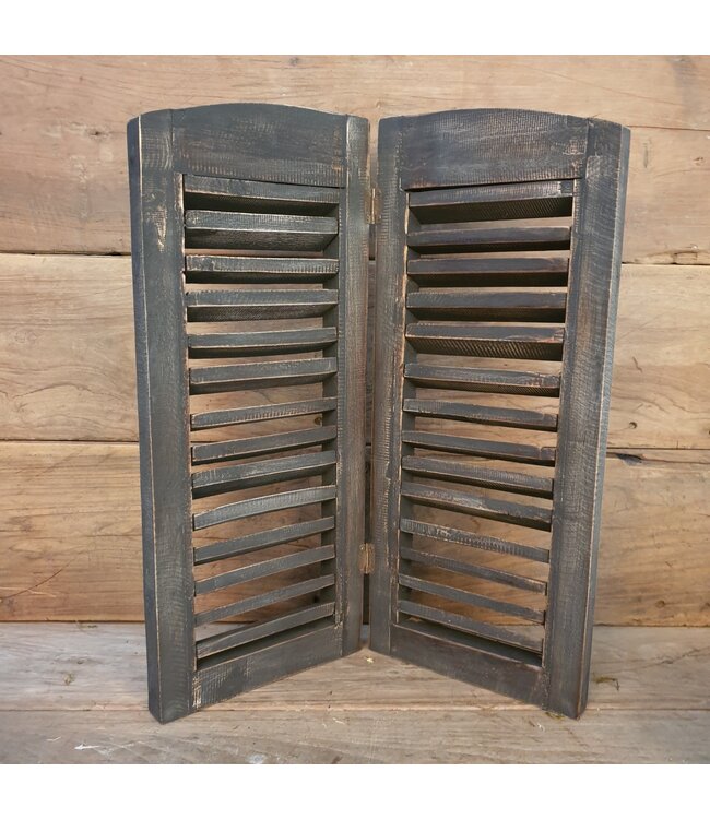 Dubbel louvreluik - hout - grijze finish - 2 x 25 cm x 60 cm excl. deco