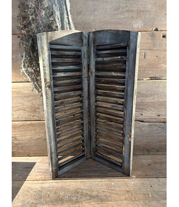 Dubbel louvreluik - hout - bruine finish - 2 x 25 cm x 70 cm
