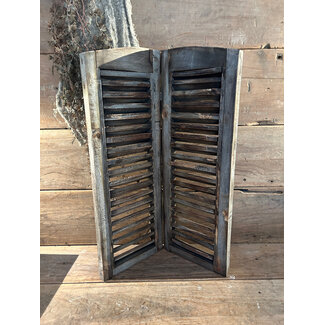 Dubbel louvreluik - hout - bruine finish - 2 x 25 cm x 70 cm