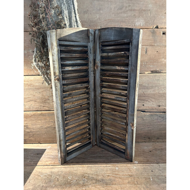 # Dubbel louvreluik - hout - bruine finish - 2 x 25 cm x 70 cm