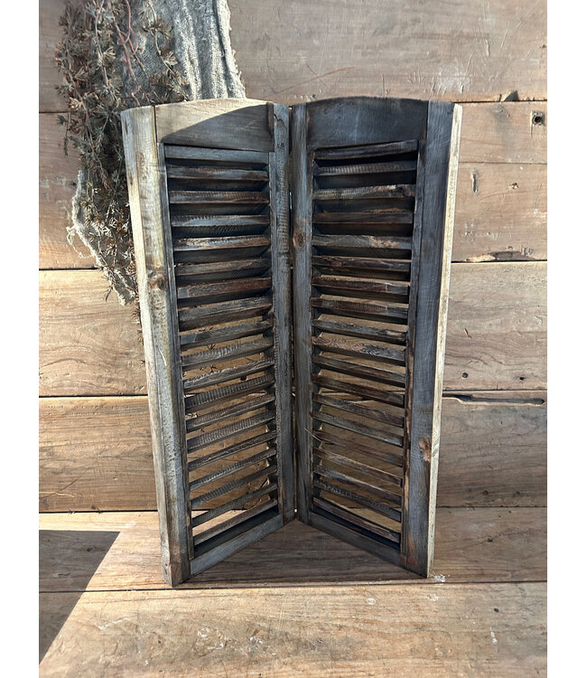 Dubbel louvreluik - hout - bruine finish - 2 x 25 cm x 70 cm