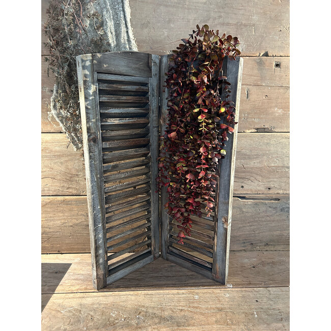 Dubbel louvreluik - hout - bruine finish - 2 x 25 cm x 70 cm