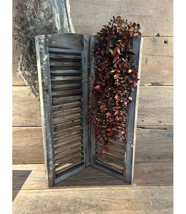 Dubbel louvreluik - hout - bruine finish - 2 x 25 cm x 70 cm