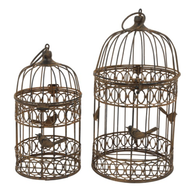 Countryfield # Vogelkooi ro Olof roest - grootste - L19B19H36CM - per stuk