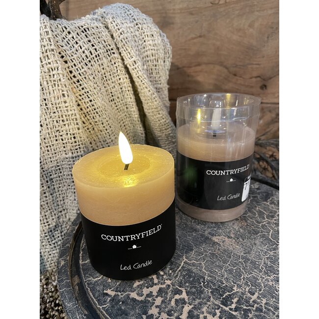 Countryfield # Stompkaars rustiek Ø7,5CM LED ro Lyon S beige-L7,5B7,5H8CM