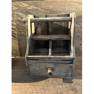 # Mix - Donkere houten keukenrolhouder met lade -  26 x 20 x 35 cm - per stuk