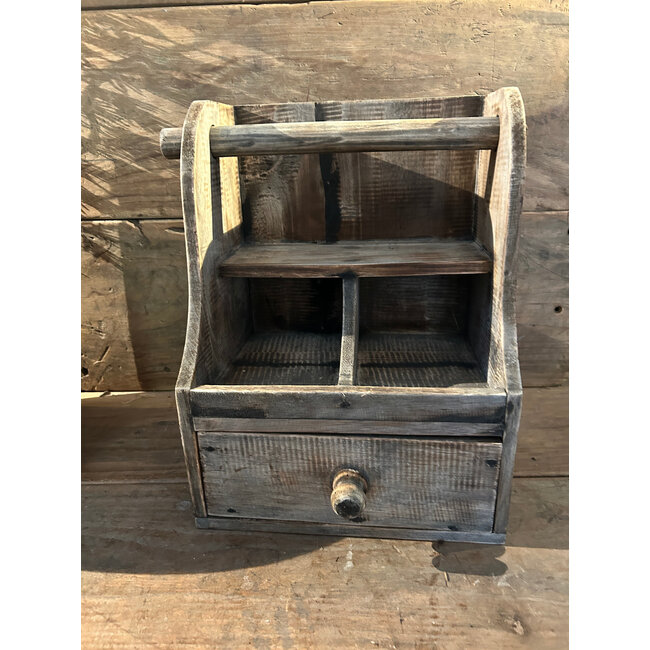 # Mix - Donkere houten keukenrolhouder met lade -  26 x 20 x 35 cm - per stuk