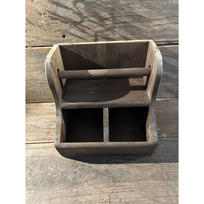 # Donkere houten keukenrolhouder - 27 x 20 x 27 cm