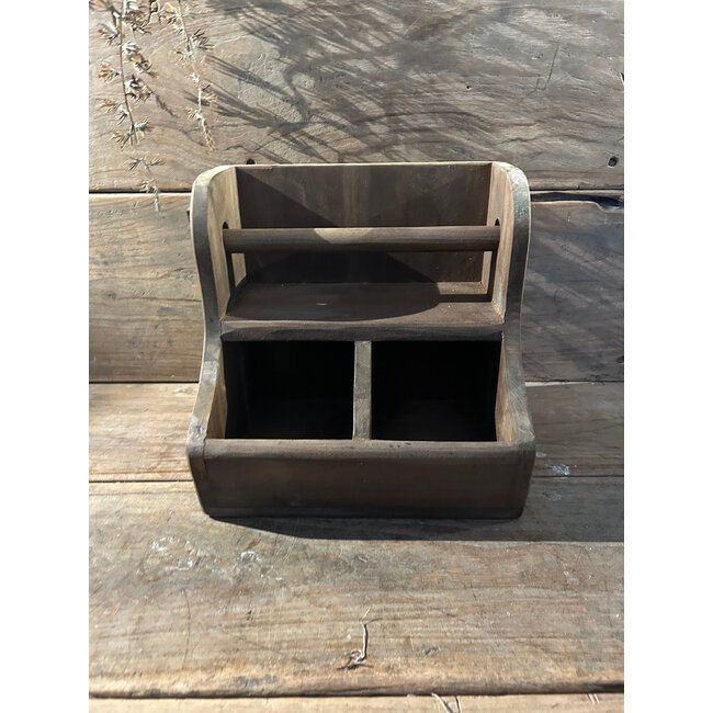 # Donkere houten keukenrolhouder - 27 x 20 x 27 cm