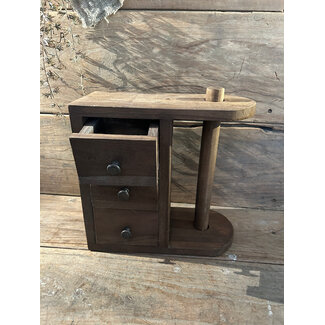 Donkere houten keukenrolhouder met lades - 30 x 15 x 30 cm