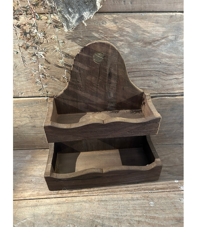 Houten wandrekje met vakken - 35 x 15 x 40 cm