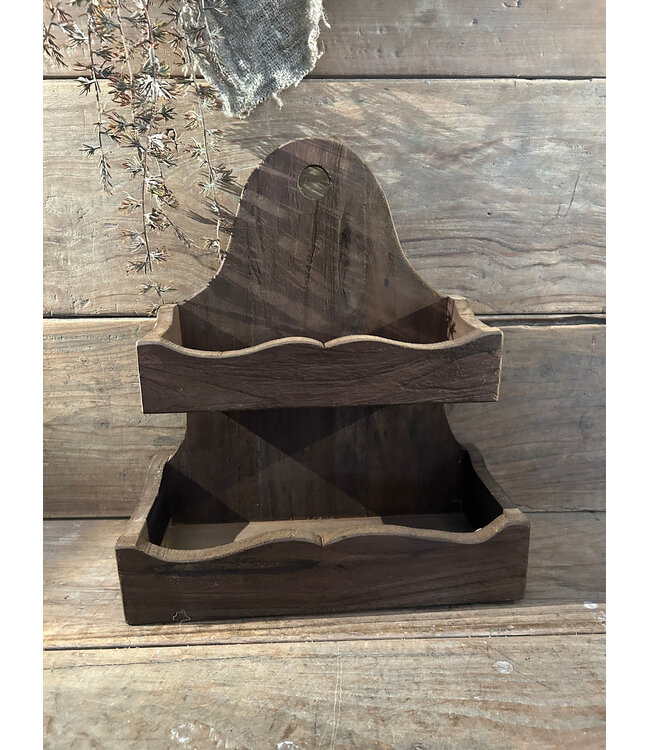 Houten wandrekje met vakken - 35 x 15 x 40 cm