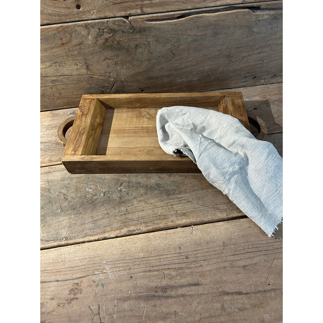 # Klein houten dienblad met handvaten - 43 (53 cm met handvaten) x 23 x 5 cm