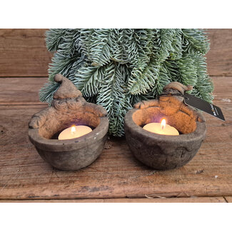 Set of 2 Tealightcups Santa Claus on his Belly Majestic Brow