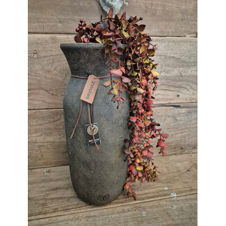 # wordt niet verzonden - Vase Leather Rope Luxury Majestic Brown L D.18 H.43