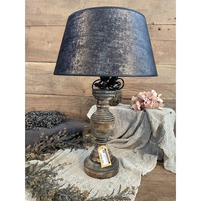 2063 - ES - lampenkap - donkergrijs velours melee - 35onder x 25boven x 19 cm