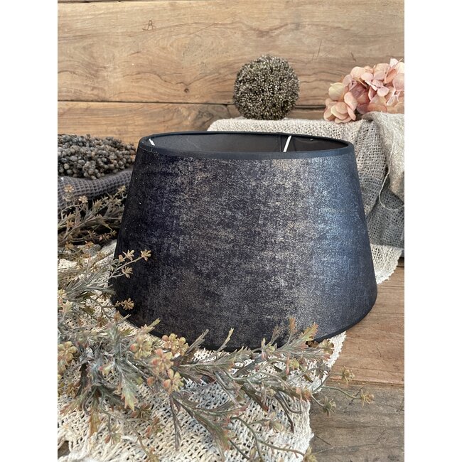 2063 - ES - lampenkap - donkergrijs velours melee - 35onder x 25boven x 19 cm
