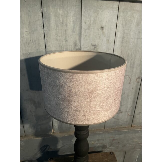 2060 - KKL - lampenkap -creme  velours melee - 25 x 25 x15 cm